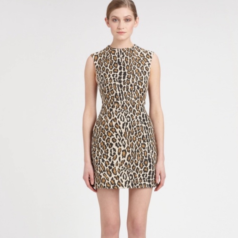 Alice + Olivia Leopard Print Mini Dress in Brown and Black